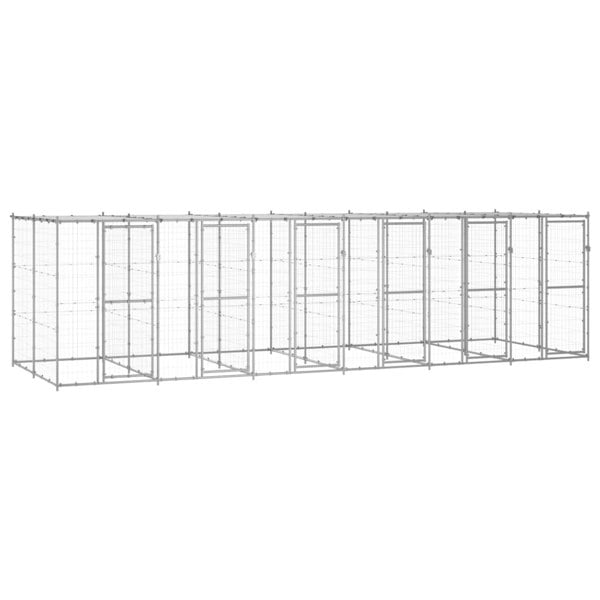 Berkfield Outdoor Dog Kennel Galvanised Steel with Roof 14.52 m2