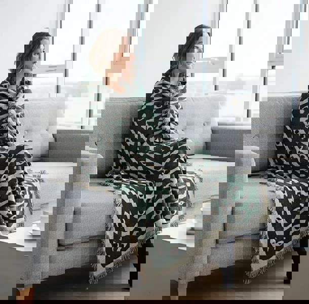 Anysox Anycozy Faux Cashmere Throw Blanket Green Snake Pattern 130x160cm