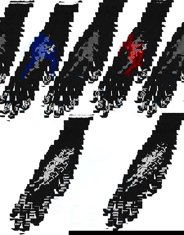 KAV 3 Pairs of Children's Football Design Magic Gripper Gloves - Winter Kids Full Fingers Warm Gloves Stretchy Knitted Thermal for Toddler Boys