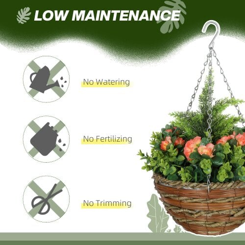 Wyld Haus Conivi Set Of 2 Artificial Lisianthus Hanging Flower Pots In Orange And Green