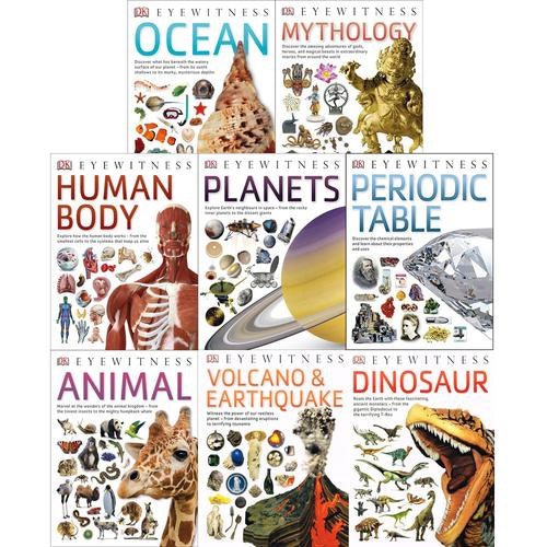 Eyewitness Collection 8 Books Set - Human Body Ocean Volcano And Earthquake Animal Planets Peri..