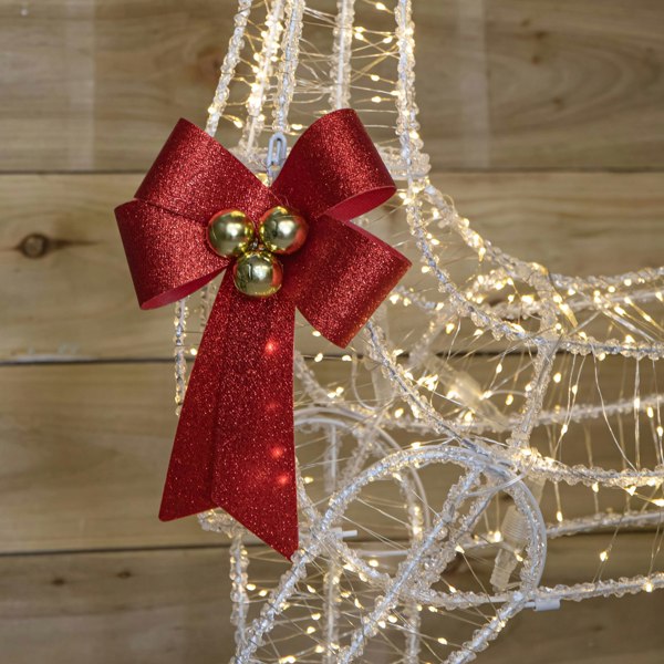 Samuel Alexander 1.48m Light up Acrylic Christmas Deer Decoration with Red Bow and 940 Warm White LEDs