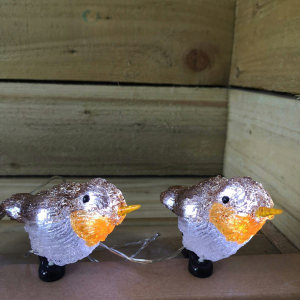Samuel Alexander 5 Acrylic Indoor Outdoor Robin Christmas Lights with 30 Ice White LEDs