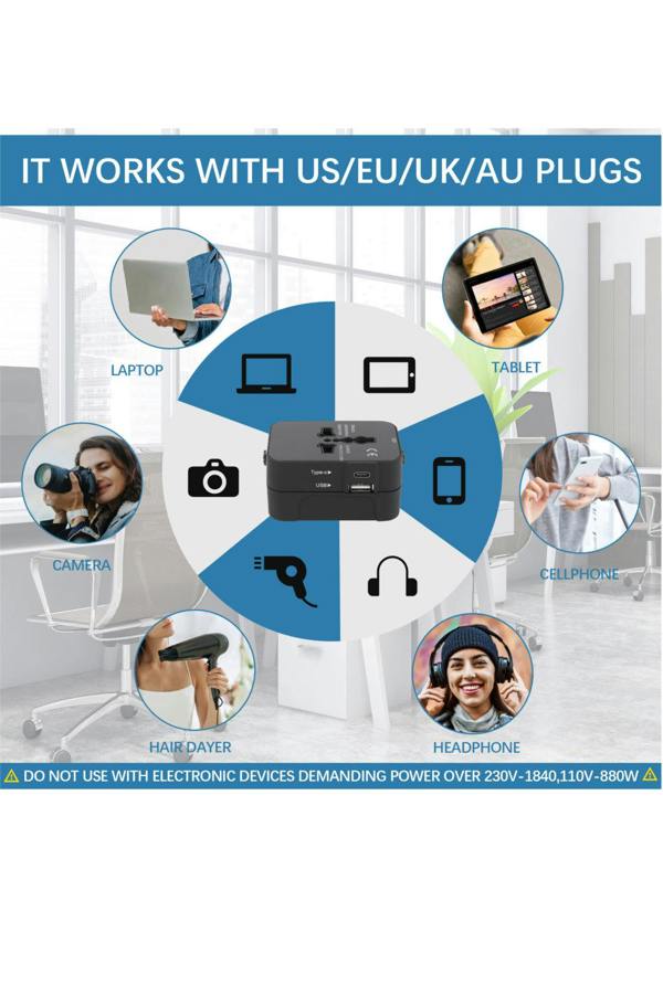 Groundlevel Universal Power Adapter Travel Plug