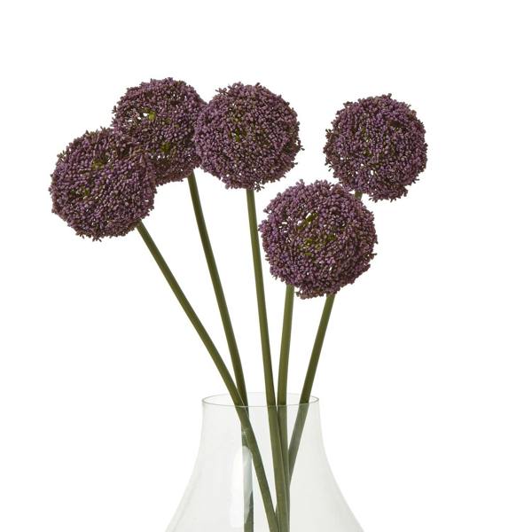 Wyld Haus Set of 3 Artificial Flowers Purple Allium Stems