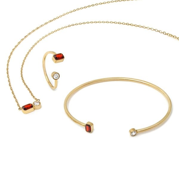 Say It With July Ruby Birthstone Gift Set - Yellow Gold