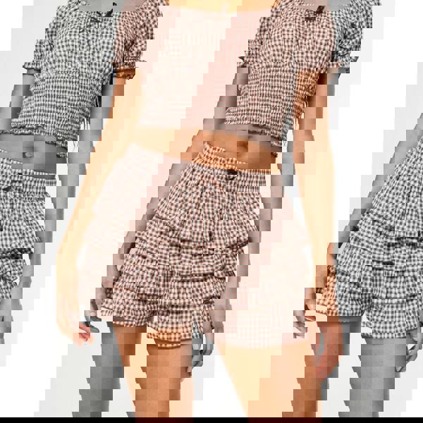 Pink Vanilla Gingham Frilly Bloomer Mini Shorts