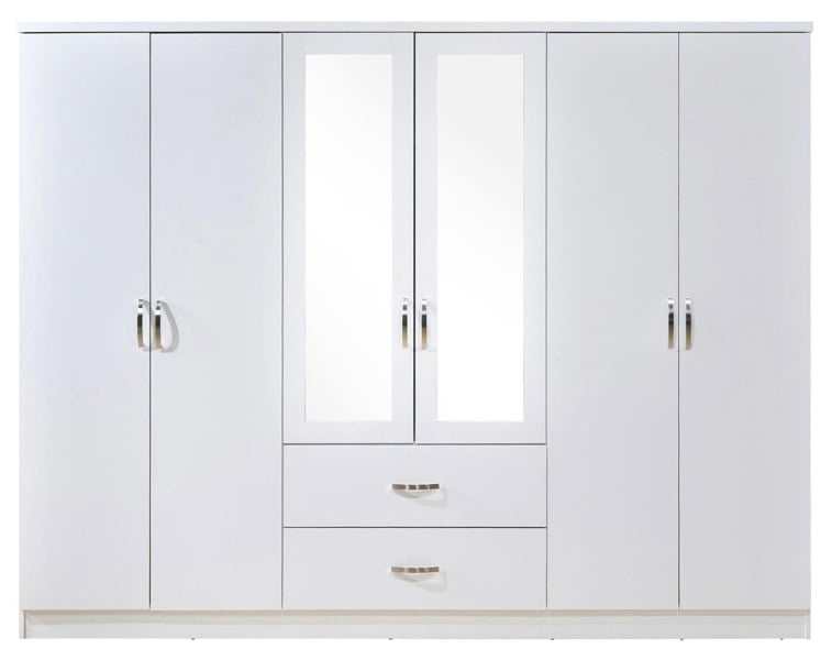 Swish Furniture Paddington 6 Door 2 Drawer Mirrored Wardrobe
