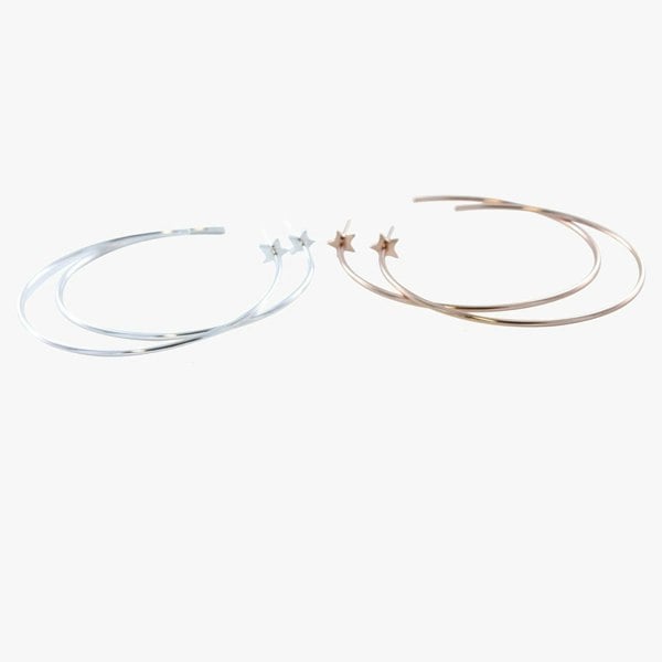 Large Hoop and Star Earring in Sterling Silver - Reeves & Reeves