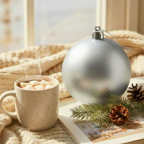 2cm Matte Silver Christmas Bauble for Elegant Tree and Home Festive Display image 6