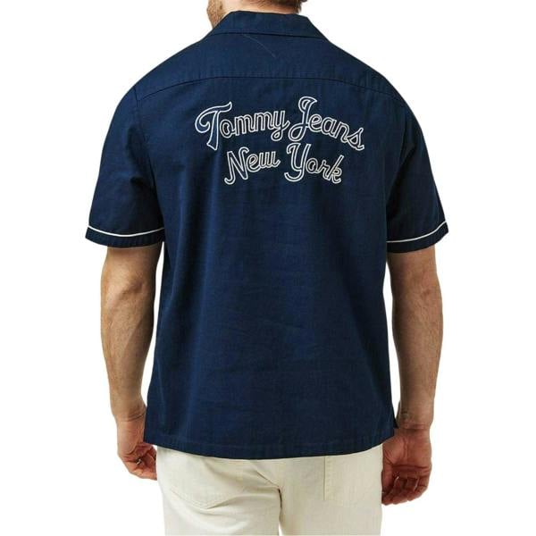 Tommy Jeans Mens Embroidered Regular Shirt - Dark Navy - 
