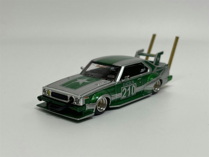 Pop Race Skyline 0210 Kaidi Racer Bosozoku Style Silver Green 1:64 Pop Race PR640061