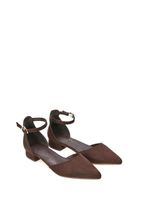 XY LONDON Low Heel Flat Pointed Toe Ankle Strap Court Shoes