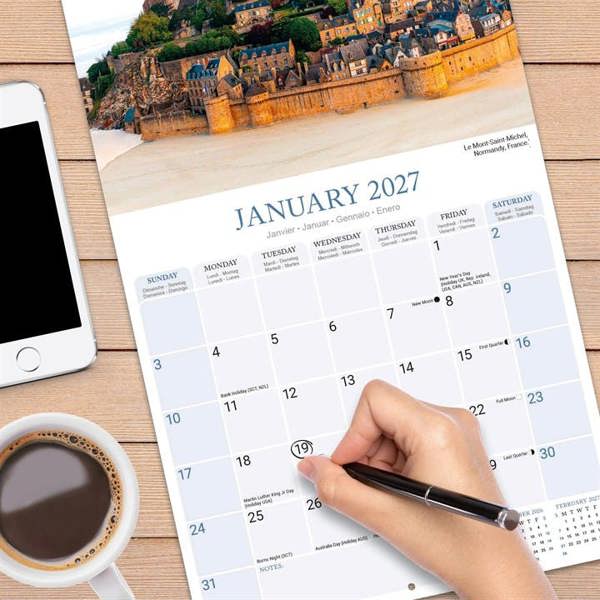 Europe Castles Calendar 2027, Wall Calendars, Month To View, Travel, Gift