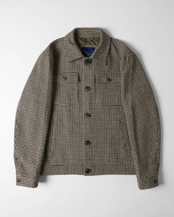 Steel & Jelly Hawkridge - Houndstooth Wool Blend Harrington Jacket
