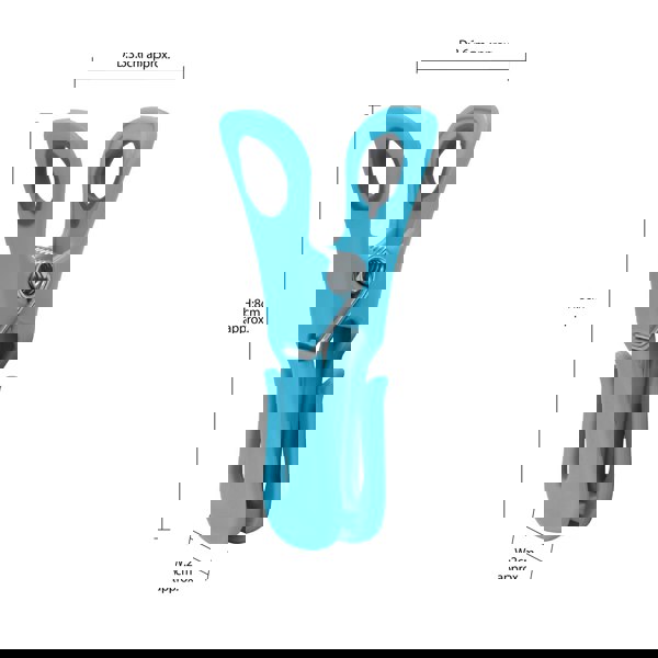 JVL Plastic Peg Basket, Grey with 48 Prism Clip Pegs with Hooks, Multi