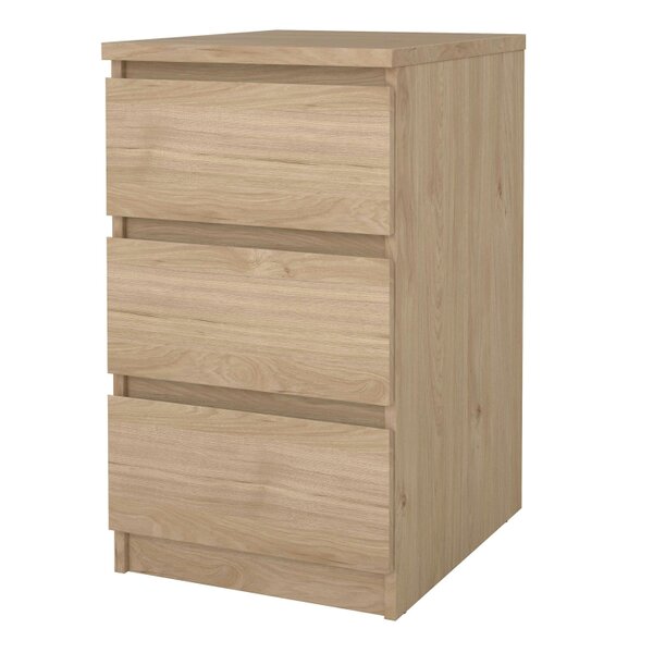 Wyld Haus Budapest Natural Oak Effect Wooden Bedside Table 3 Drawers