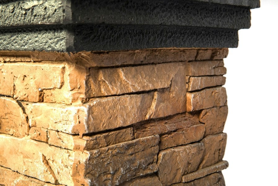 MDA Designs Makara Hand-crafted Stone Fire Column Garden and Patio Smoke-Free Gas Fire Pit Outdoor Heater