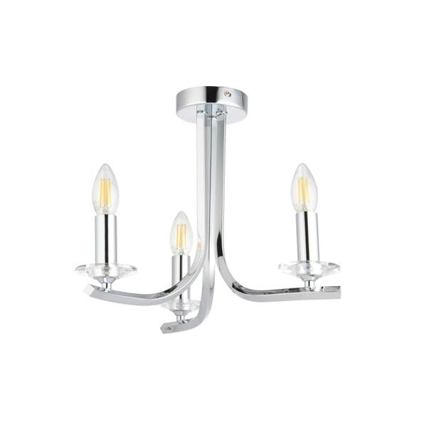Pagazzi Lighting Morden 3 Light Polished Chrome Semi Flush Ceiling Light