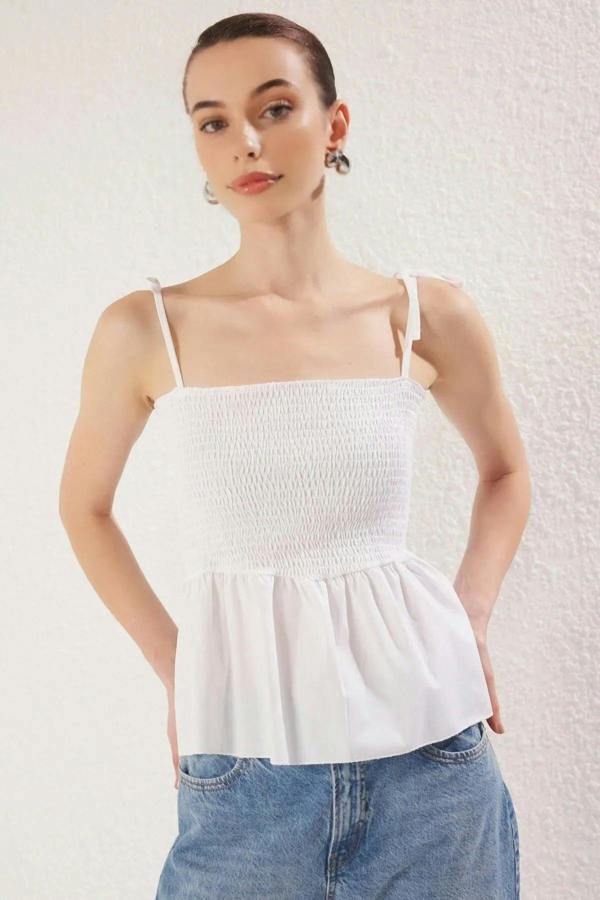 WOVCOR Cotton Fitted Stretch Knit Blouse with Poplin Details