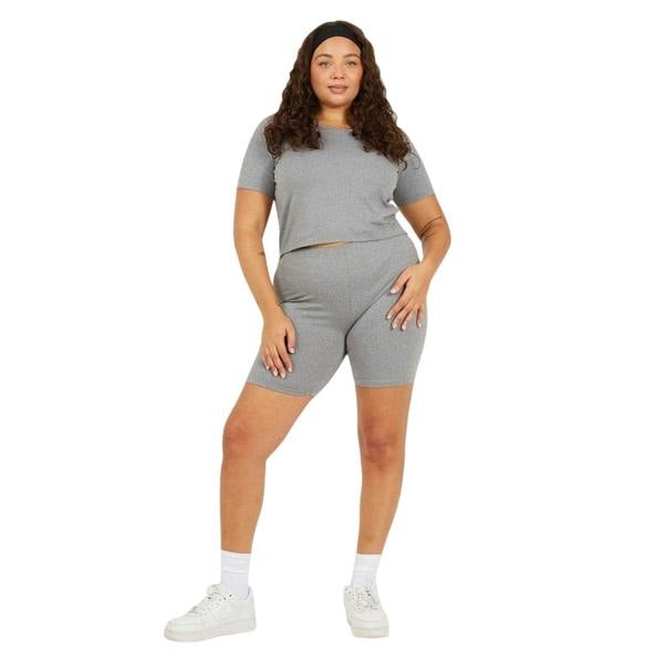 Brave Soul Womens/Ladies Plain Plus Crop T-Shirt - Grey Marl - 