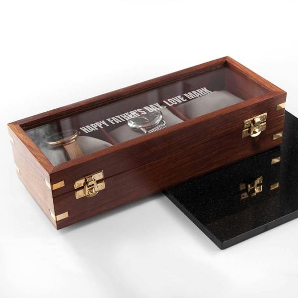 Personalised Father's Wooden Watch Box - alternative angle