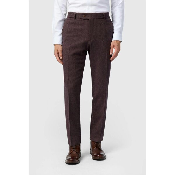 Antique Rogue Slim Fit Mulberry Herringbone Tweed Trousers