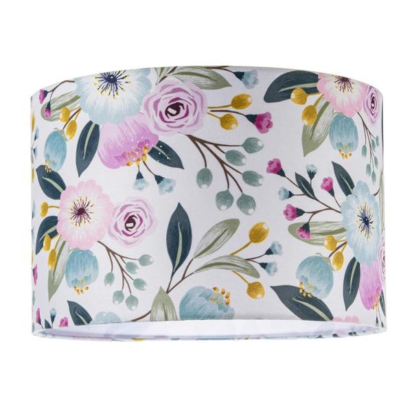 Elegant Cotton Lampshade with Watercolour Style Botanical Floral Decor Image 1