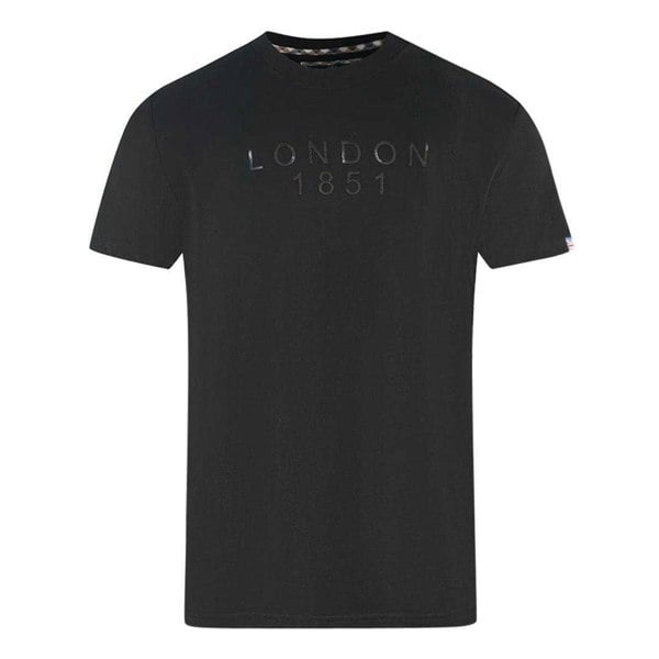 Aquascutum Mens London 1851 Logo Taped T-Shirt - Black