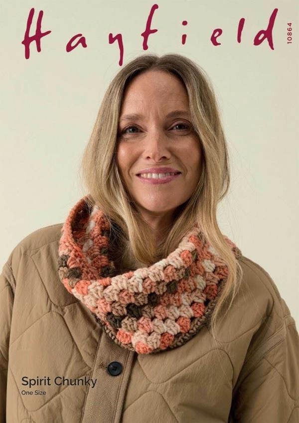 Hayfield Spirit Chunky Crochet Pattern 10864, Scarves for Women, One Size