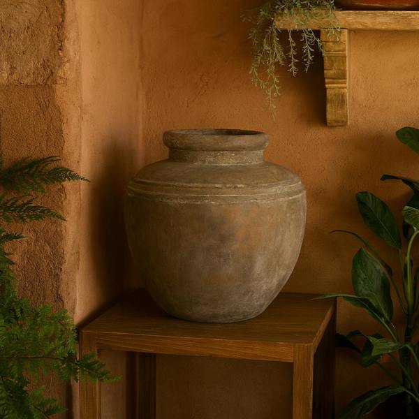 Wyld Haus Dark Brown Ceramic Etched Top Garden Planter