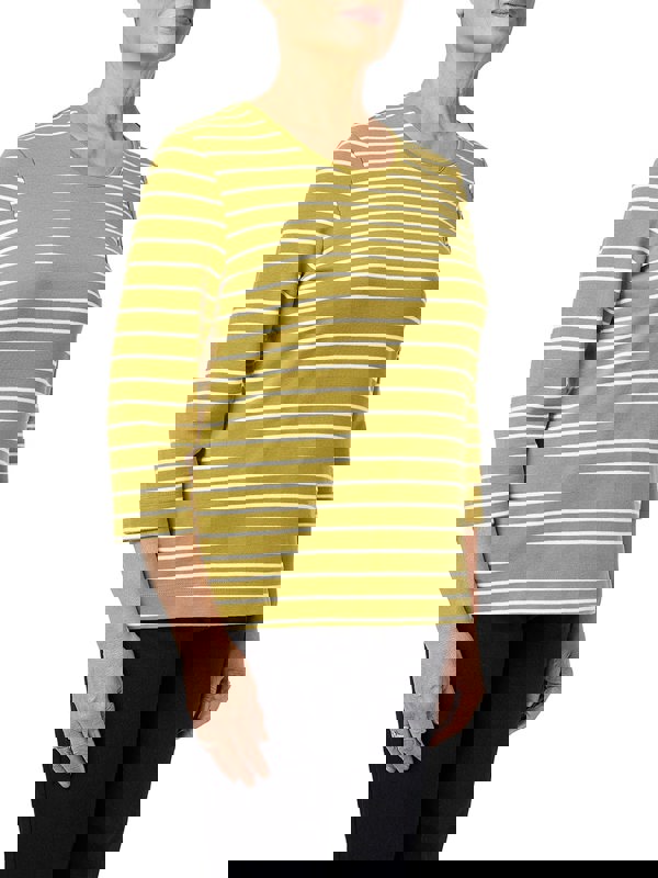 PennyPlain Scoop Neck Striped Top Top - Apple