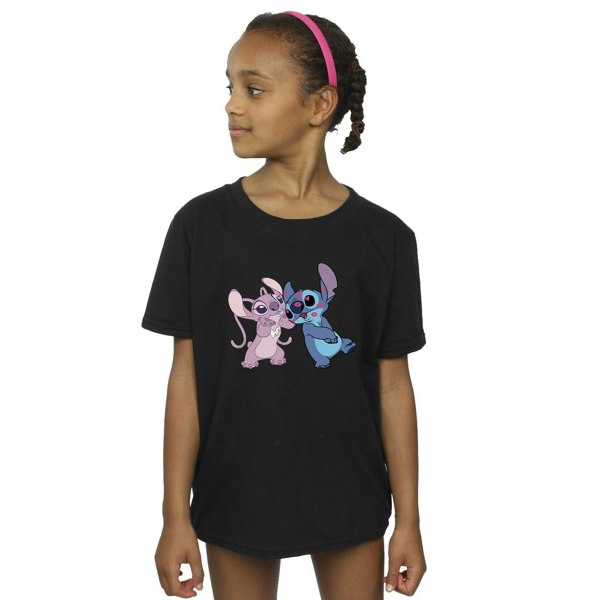 Disney Girls Lilo & Stitch Kisses Cotton T-Shirt - Black