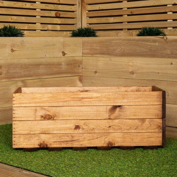 Samuel Alexander Hand Made 78cm x 32cm x 30cm Rustic Wooden Open top Garden Trough Flower Bed Planter