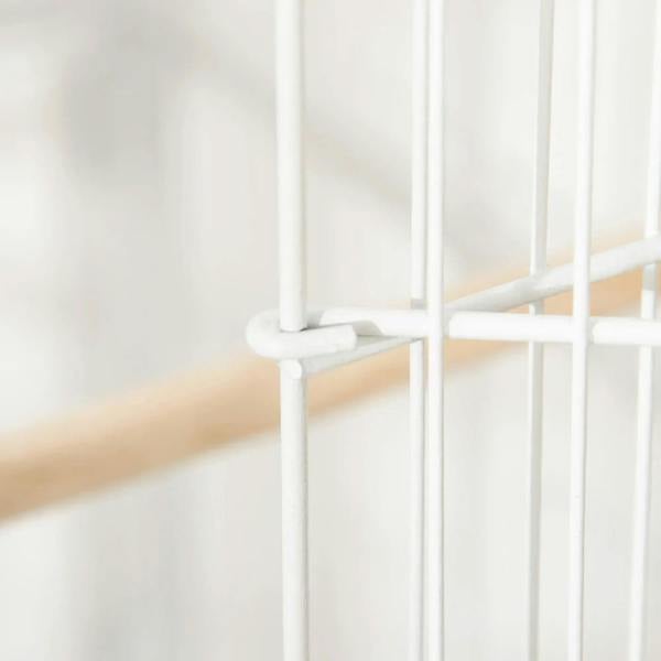 White bird cage corner joint and bar with smooth plastic top