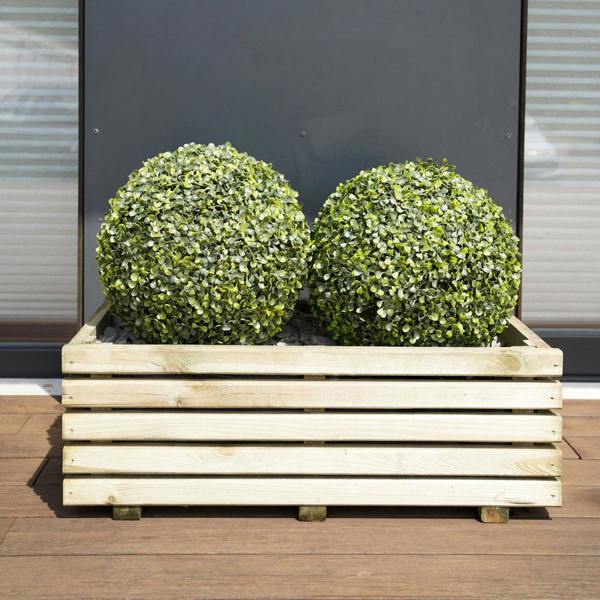 Cerland Kub Rectangular Slatted Planter 80cm x 40cm 60L Modern Wooden Planter