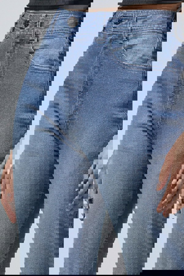 ENORSIA High Waist Raw Hem Flared Jeans