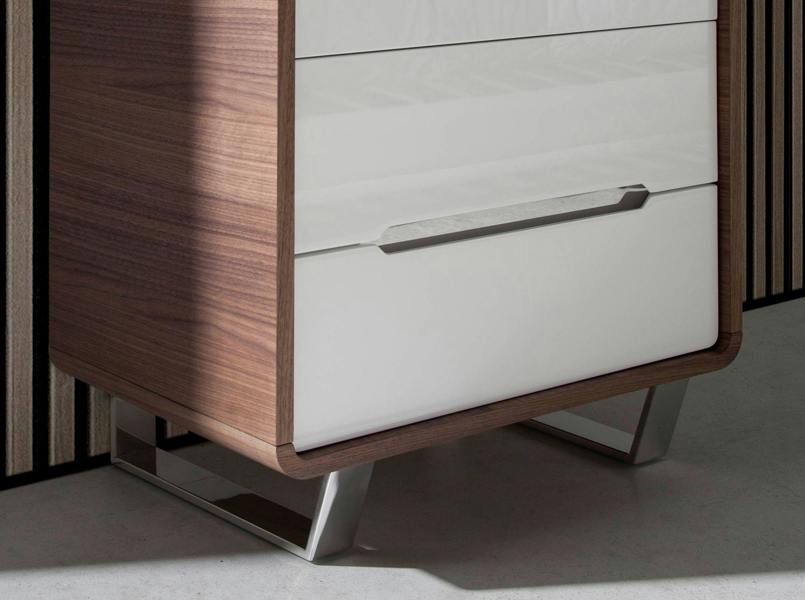 Angel Cerdá Chiffonier White Wood, Walnut and Chromed Steel 7111