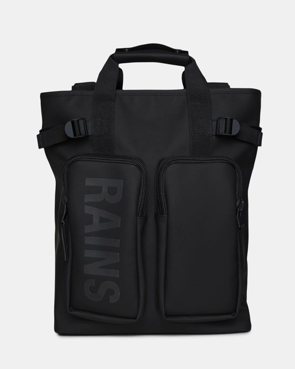 Rains Texel Tote Backpack - 01 Black - CHO - Designer Unisex Bags