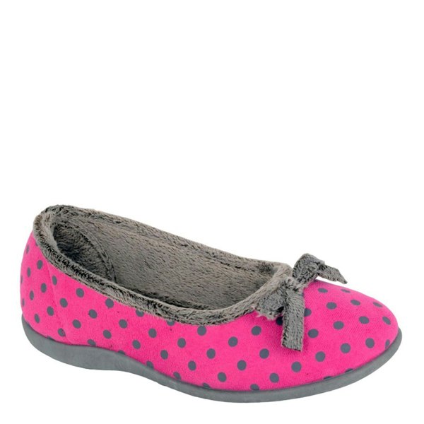 Sleepers Louise Polka Dot Bow Slippers - Pink