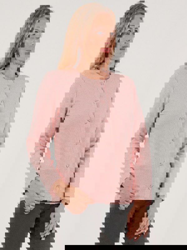 PennyPlain Ribbed Button Cardigan - Blossom