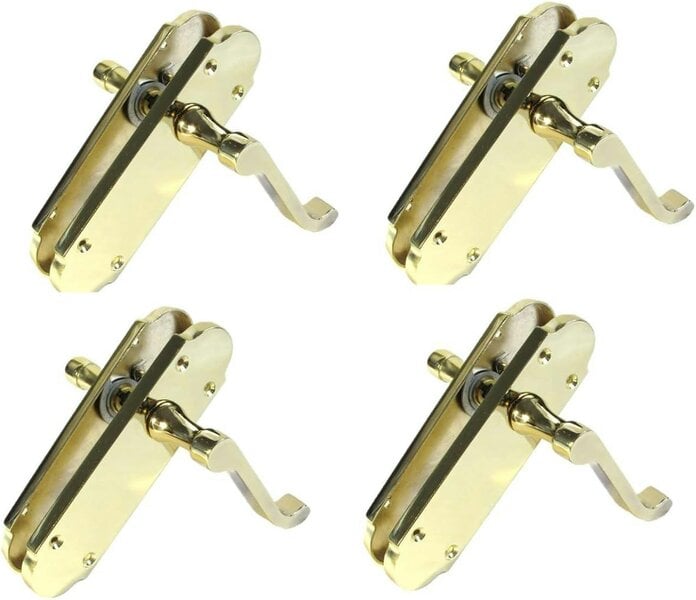 EDH Door Hardware Brass Plated Internal Door Handles - Door Handles Internal Sets, Brass Door Handle Set for Internal Doors - 4 PAIR OF HANDLES