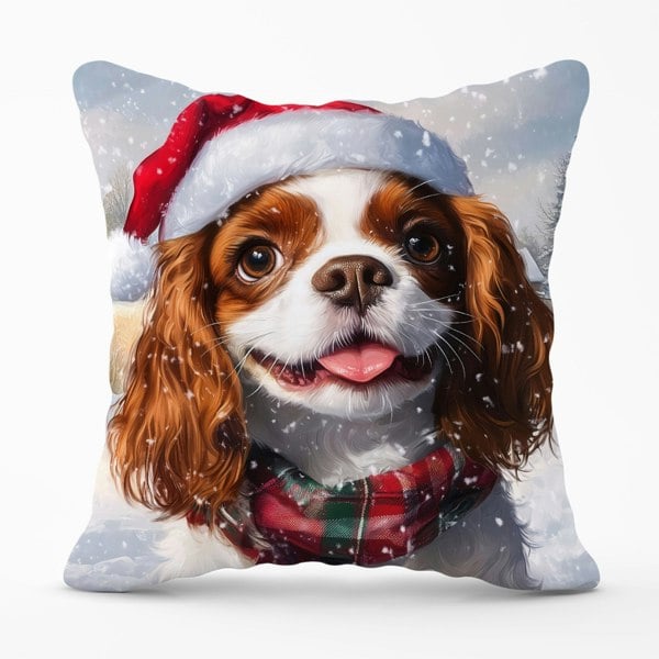 Warren Reed Snowy Christmas Cavalier King Charles Spaniel Cushion