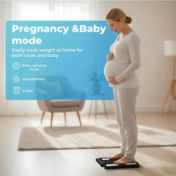 Centra Smart Scale for Body Fat Bathroom Digital Pregnancy BMI Monitor Bluetooth