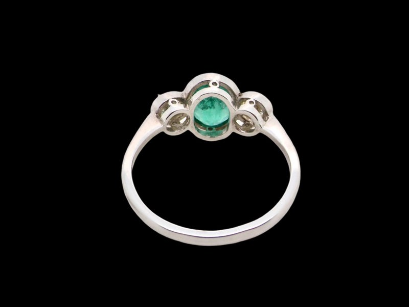 Vintage Tom Three Stone Emerald & Diamond Ring