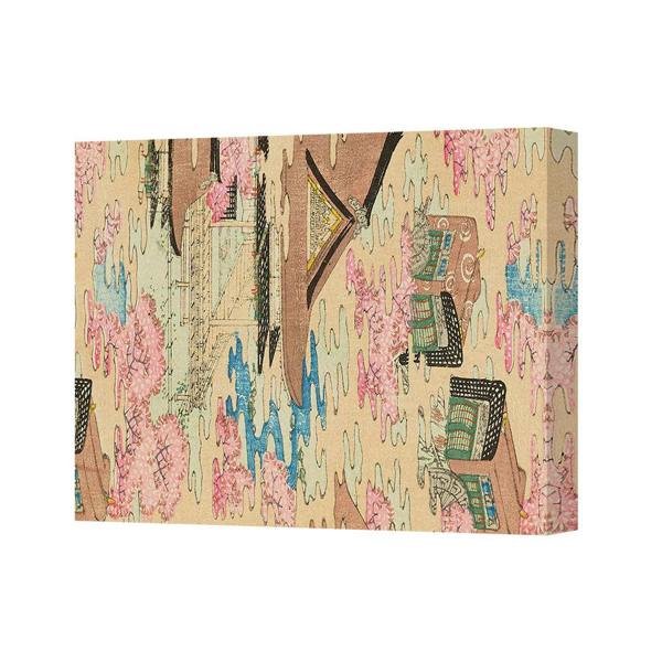 Benjamin Tate Design Canvas Art Print Abstract Street Scene With Pink Blossoms