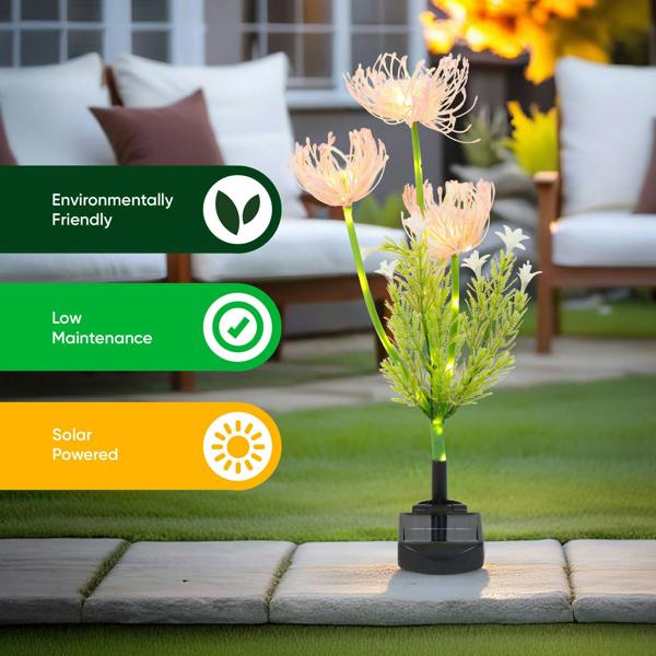 Gardenwize Spider Lily Solar Stake Lights – 30 Warm White LED Garden Light