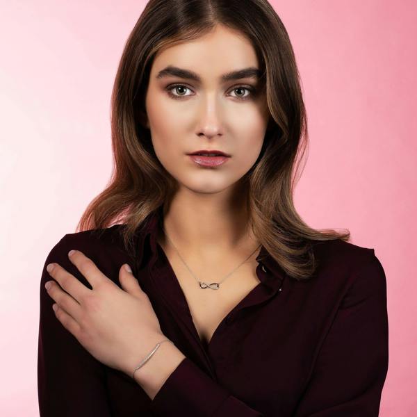 Sterling Silver Infinity Necklace with Cubic Zirconia - namana.london