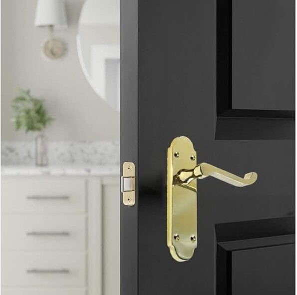 EDH Door Hardware Brass Plated Internal Door Handles - Door Handles Internal Sets, Brass Door Handle Set for Internal Doors