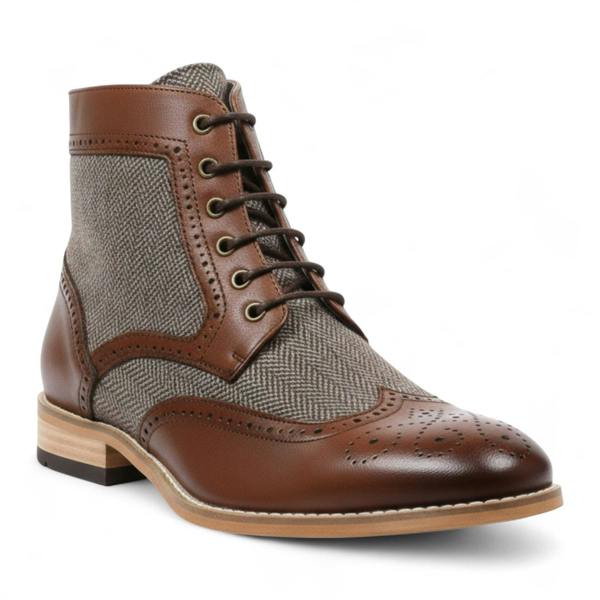 Dolcetto Men's Brown Wingtip Brogue Ankle Dress Chukka Boots